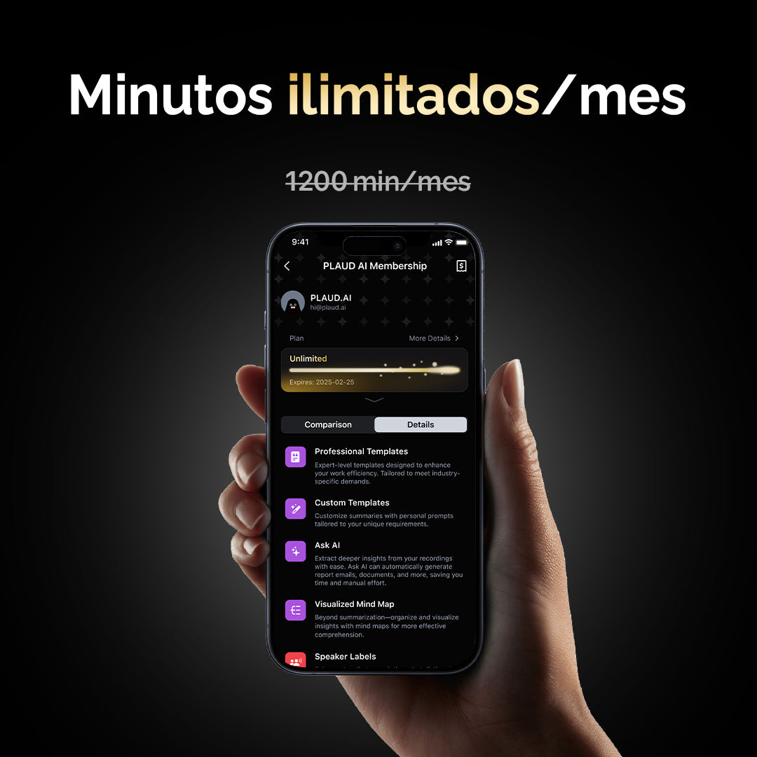 Suscripción ilimitado anual a PLAUD AI | Pack de 2