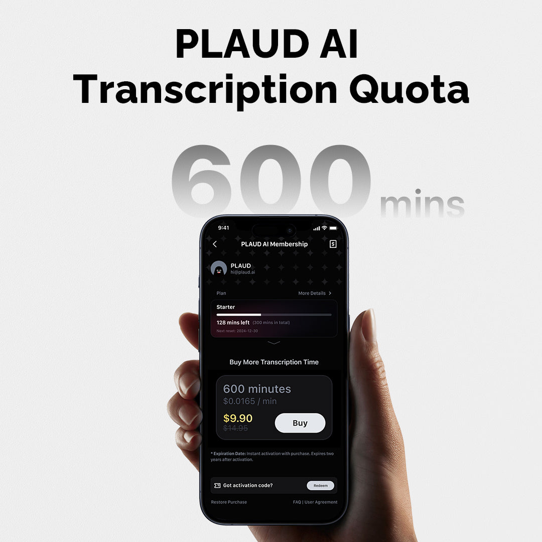 PLAUD NOTE & 600min Cuota de transcripción