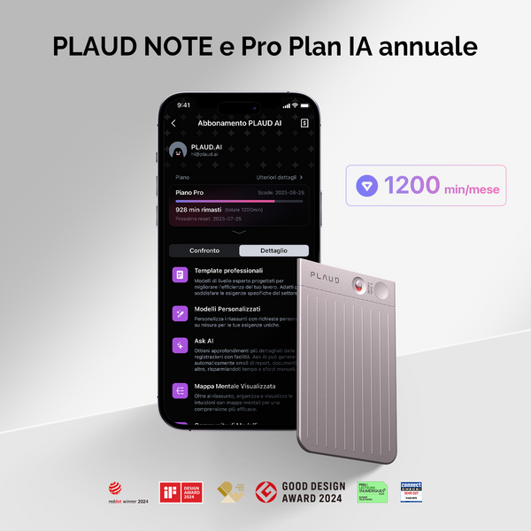 PLAUD NOTE y Pro Plan anual con IA
