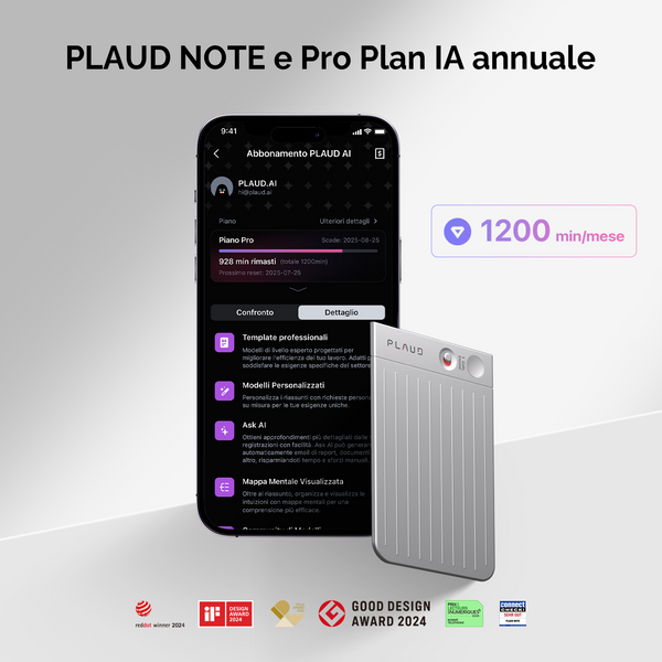 PLAUD NOTE y Pro Plan anual con IA
