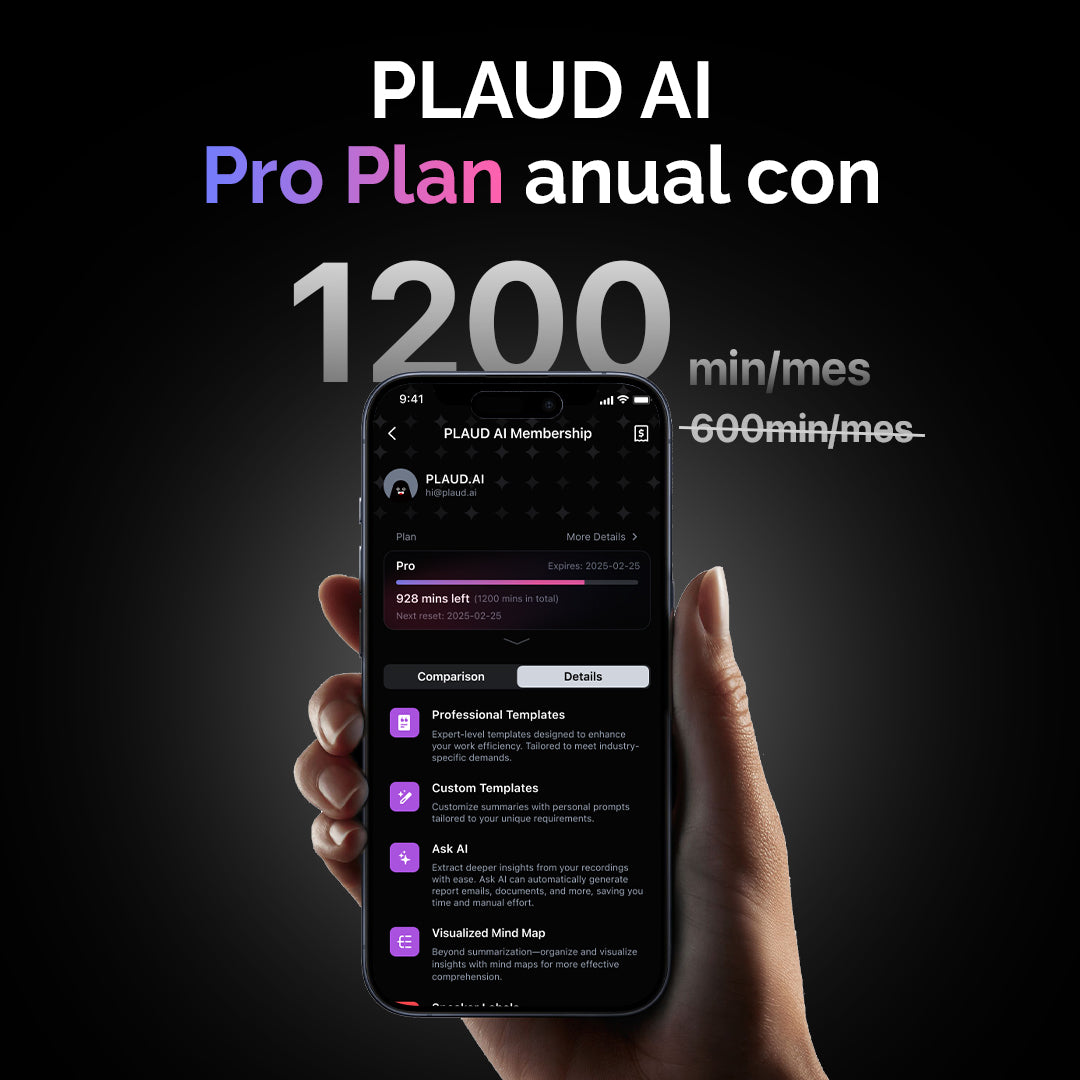 Suscripción Pro anual a PLAUD AI