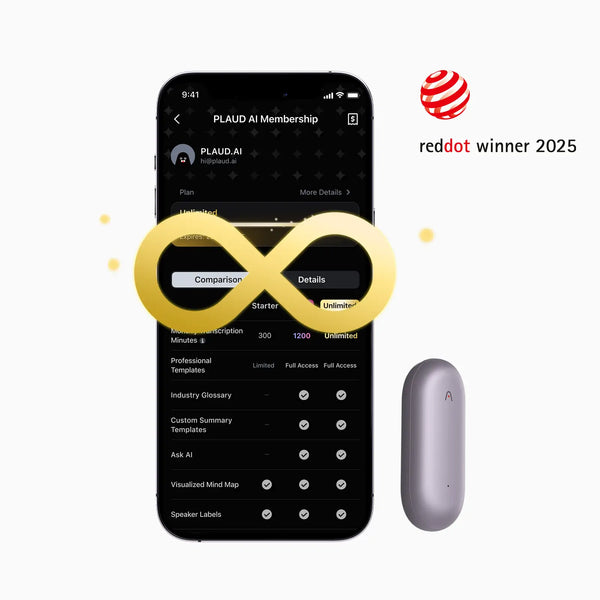 PLAUD NotePin & 2 Plan Ilimitado Anual AI
